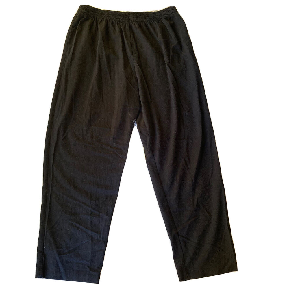 Fashion Bug Pants Sz 18/20 Black Stretch Dress Straight Leg Elastic Waist Womens